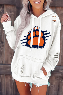 American football Bears Ripped Hooded Shift Casual Hoodie LC25316194-1