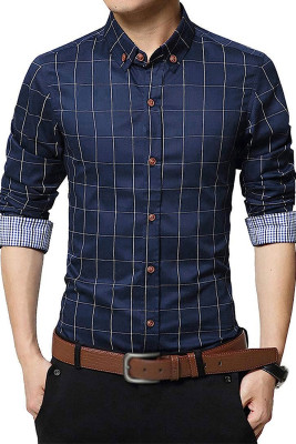 Plaid Button Shirtcolla Sheath Casual Men Shirts MC255734-5