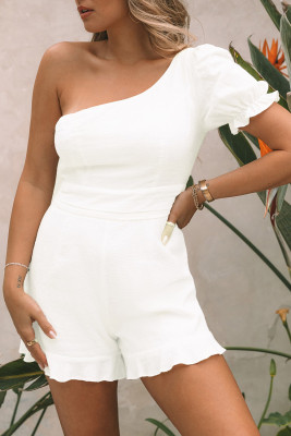 Ruffle One Shoulder Shift Sheath Casual Rompers LC6411860-1