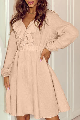 Ruffle V Neck Sheath Casual Dresses LC6117372-16