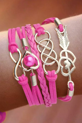 Multi-layer Vintage Leather Heart Braided Infinity Bracelet BH012956-P6