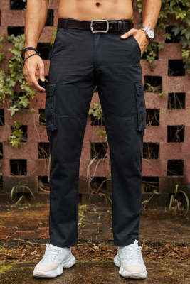 Men's Drawstring Side Pocket Trousers Cargo Pants Casual Sweatpants MC771128-2