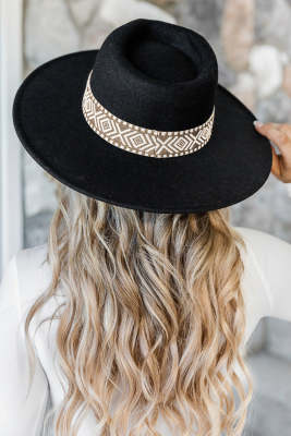 Aztec Embroidery Retro  Flat Fedora Hat BH041166-2