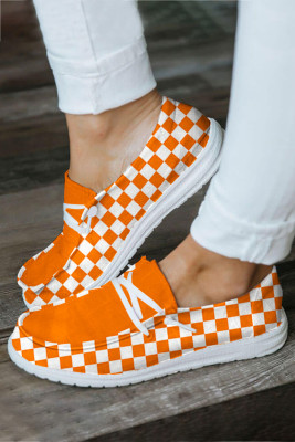 Orange Plaid Graphic Daily Flat Shoes BH023358-P14