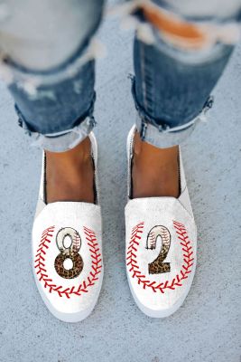 Personalized Custom Number Baseball Graphic Daily Flat Shoes BH022423-1-T03