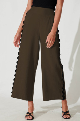 Dark Brown Chaser Pant In Black Linen Cotton Blend With Ric Rac Trim LC7712687-P5017