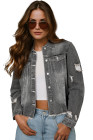 EVALESS Womens Boyfriend Washed Crop Denim Jean Jacket Coat