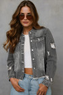 EVALESS Womens Boyfriend Washed Crop Denim Jean Jacket Coat