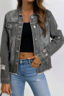 EVALESS Womens Boyfriend Washed Crop Denim Jean Jacket Coat