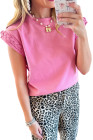 Bonbon Braided Cap Sleeve Crew Neck T Shirt