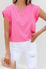 Bonbon Braided Cap Sleeve Crew Neck T Shirt