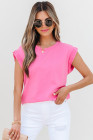 Bonbon Braided Cap Sleeve Crew Neck T Shirt