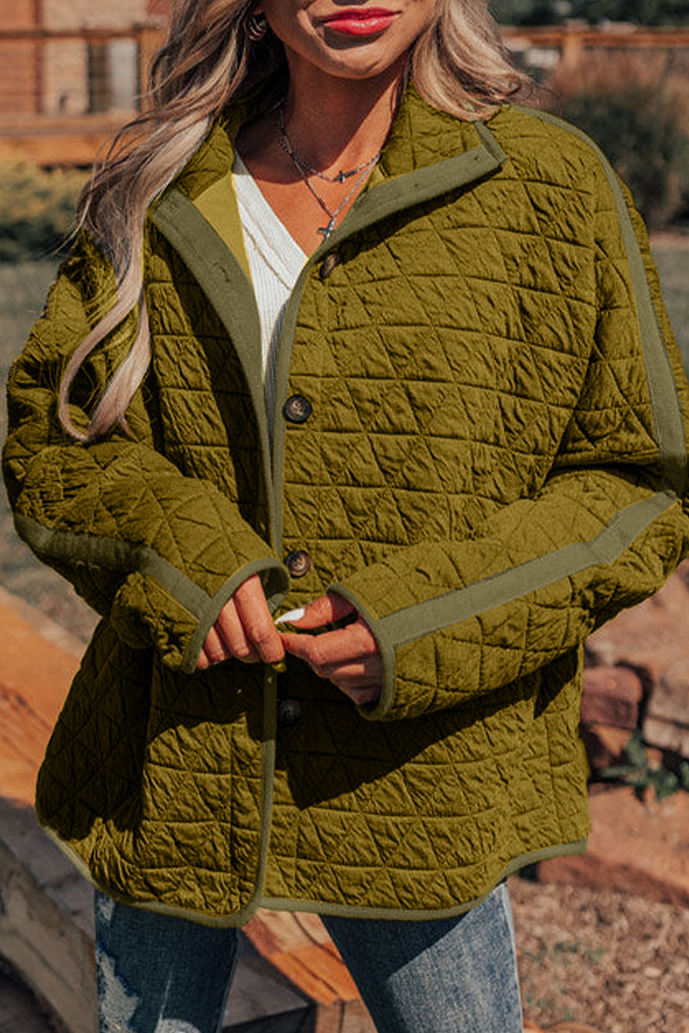 EVALESS Women's Lightweight Diamond Quilted Jacket Casual Winter Open Front Button Down Puffer Coat Outwear Cardigan