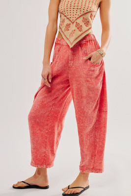 Grapefruit Orange High Road Washed Pull-On Barrel Pants LC7876279-P3014