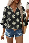 EVALESS Womens Tops Dressy Casual Ruffle 3/4 Length Sleeve Henley V Neck Chiffon Blouses Summer Boho Work Business Outfits