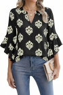 EVALESS Womens Tops Dressy Casual Ruffle 3/4 Length Sleeve Henley V Neck Chiffon Blouses Summer Boho Work Business Outfits