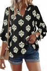 EVALESS Womens Tops Dressy Casual Ruffle 3/4 Length Sleeve Henley V Neck Chiffon Blouses Summer Boho Work Business Outfits