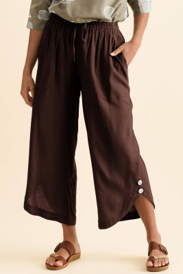 EVALESS Capris Pants for Women Spring Summer Casual Loose Drawstring Elastic High Waist Lounge Cropped Trousers LC7714365-P4017