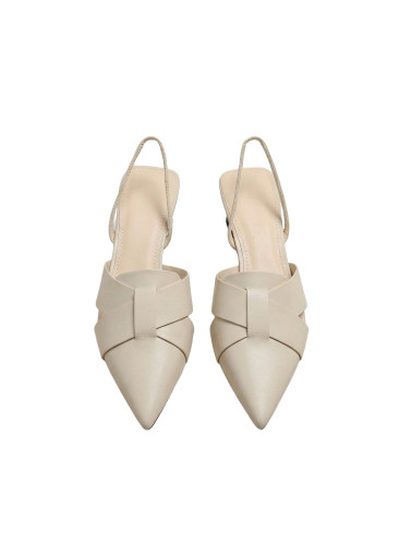 Women’s Pointed-Toe Slingback Flats – Woven Leather Design, Low Block Heel, Slip-On Mules, Comfortable Casual Dress Shoes, Beige LC320000-5