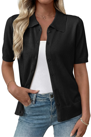 EVALESS Cardigan Sweaters for Women Spring Lightweight Short Sleeve Cardigans Summer Trendy Wool Blend Button Down Sweater LC2712895-P2