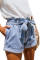 Light Blue Paper Bag Waist Denim Shorts