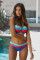 Sky Blue Gradient Color Block Push up Bikini Swimwear