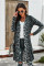 Black Leopard Print Long Cardigan