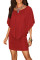 Multiple Dressing Layered Red Mini Poncho Dress