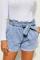 Light Blue Paper Bag Waist Denim Shorts