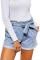 Light Blue Paper Bag Waist Denim Shorts