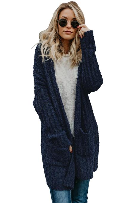 Teal Blue Pebble Beach Textured Cardigan