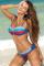 Sky Blue Gradient Color Block Push up Bikini Swimwear