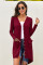 Red Selected Button Down Pocketed High Low Cardigan