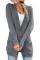 Dark Gray Front Pocket and Buttons Closure Cardigan