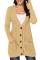 Beige Front Pocket and Buttons Closure Cardigan