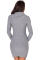 Asymmetric Buttoned Collar Grey Bodycon Sweater Dres