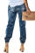 Blue Distress Drawstring Pocketed Joggers