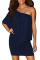 Multiple Dressing Layered Dark Blue Mini Poncho Dress