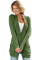 Green Front Pocket and Buttons Closure Cardigan