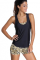 Leopard Sports Bra Tankini Swimsuit with Black Vest