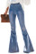 Multicolor Distressed Bell Bottom Denim Pants