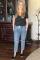 Sky Blue Gather Round Distressed Pocketed Denim Jogger