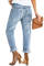 Sky Blue Gather Round Distressed Pocketed Denim Jogger