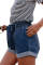 Medium Blue Paper Bag Waist Denim Shorts