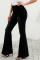 Black Distressed Bell Bottom Denim Pants