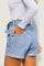 Light Blue Paper Bag Waist Denim Shorts
