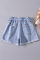 Light Blue Paper Bag Waist Denim Shorts