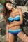 Blue Gradient Color Block Push up Bikini Swimwear