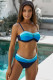 Blue Gradient Color Block Push up Bikini Swimwear