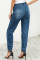 Blue Distress Drawstring Pocketed Joggers